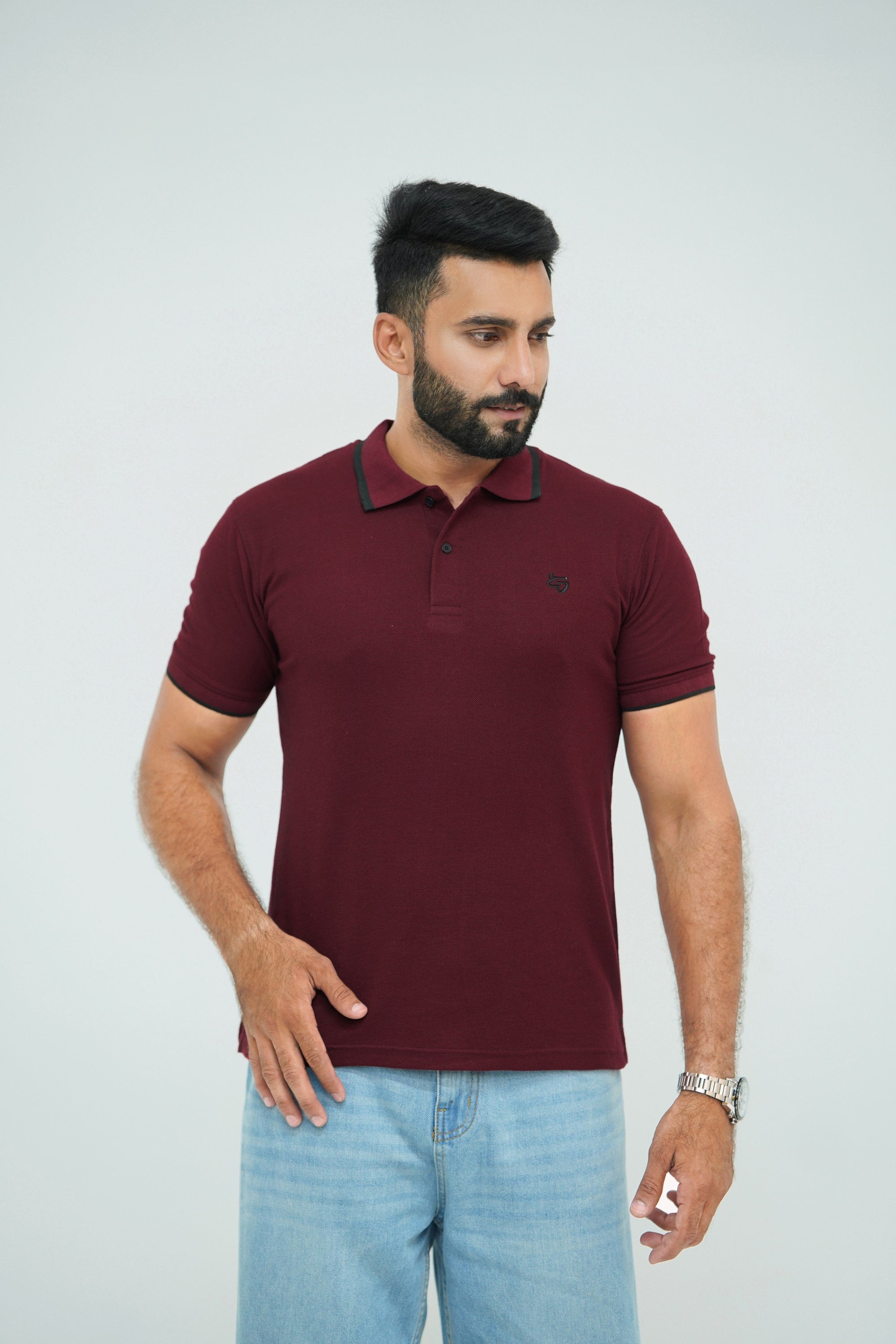 Deep Burgundy Tipping Polo