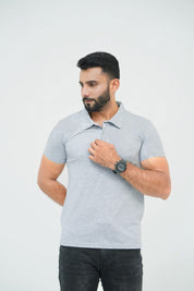 Stone Grey Popcorn Polo
